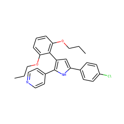 CCCOc1cccc(OCCC)c1-c1cc(-c2ccc(Cl)cc2)[nH]c1-c1ccncc1 ZINC000027724171