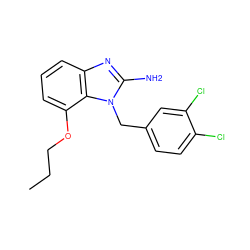 CCCOc1cccc2nc(N)n(Cc3ccc(Cl)c(Cl)c3)c12 ZINC000040411489