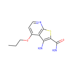 CCCOc1ccnc2sc(C(N)=O)c(N)c12 ZINC000045287174