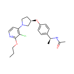 CCCOc1nccc(N2CC[C@@H](Oc3ccc([C@H](C)NC(C)=O)cc3)C2)c1Cl ZINC000169709858
