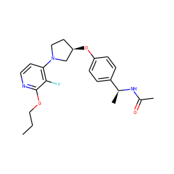 CCCOc1nccc(N2CC[C@@H](Oc3ccc([C@H](C)NC(C)=O)cc3)C2)c1F ZINC000169709824