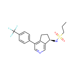 CCCS(=O)(=O)N[C@@H]1CCc2c(-c3ccc(C(F)(F)F)cc3)cncc21 ZINC000205709633