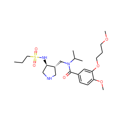 CCCS(=O)(=O)N[C@@H]1CNC[C@H]1CN(C(=O)c1ccc(OC)c(OCCCOC)c1)C(C)C ZINC000144967552