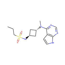 CCCS(=O)(=O)N[C@H]1C[C@H](N(C)c2ncnc3[nH]ccc23)C1 ZINC001772599781