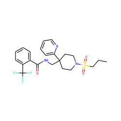 CCCS(=O)(=O)N1CCC(CNC(=O)c2ccccc2C(F)(F)F)(c2ccccn2)CC1 ZINC000040874564