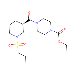 CCCS(=O)(=O)N1CCC[C@@H](C(=O)N2CCN(C(=O)OCC)CC2)C1 ZINC000003008232