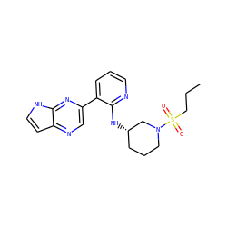 CCCS(=O)(=O)N1CCC[C@H](Nc2ncccc2-c2cnc3cc[nH]c3n2)C1 ZINC000168946009