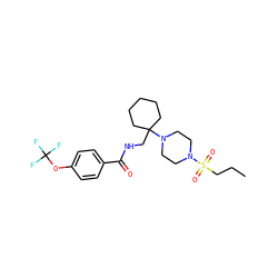 CCCS(=O)(=O)N1CCN(C2(CNC(=O)c3ccc(OC(F)(F)F)cc3)CCCCC2)CC1 ZINC000095583258