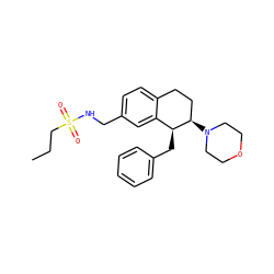 CCCS(=O)(=O)NCc1ccc2c(c1)[C@H](Cc1ccccc1)[C@H](N1CCOCC1)CC2 ZINC000088261047
