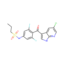 CCCS(=O)(=O)Nc1cc(F)c(C(=O)c2c[nH]c3ncc(Cl)cc23)c(F)c1 ZINC000299859592