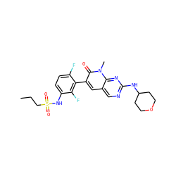 CCCS(=O)(=O)Nc1ccc(F)c(-c2cc3cnc(NC4CCOCC4)nc3n(C)c2=O)c1F ZINC000084616406