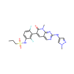 CCCS(=O)(=O)Nc1ccc(F)c(-c2cc3cnc(Nc4cnn(C)c4)nc3n(C)c2=O)c1F ZINC000084602211