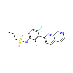 CCCS(=O)(=O)Nc1ccc(F)c(-c2ccc3ccncc3n2)c1F ZINC000084603913