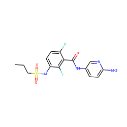 CCCS(=O)(=O)Nc1ccc(F)c(C(=O)Nc2ccc(N)nc2)c1F ZINC000043207336