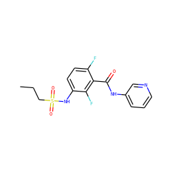 CCCS(=O)(=O)Nc1ccc(F)c(C(=O)Nc2cccnc2)c1F ZINC000073197750