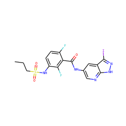 CCCS(=O)(=O)Nc1ccc(F)c(C(=O)Nc2cnc3[nH]nc(I)c3c2)c1F ZINC000072141085