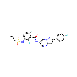 CCCS(=O)(=O)Nc1ccc(F)c(C(=O)Nc2cnc3cc(-c4ccc(F)cc4)nn3c2)c1F ZINC000084653410