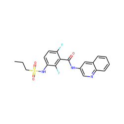 CCCS(=O)(=O)Nc1ccc(F)c(C(=O)Nc2cnc3ccccc3c2)c1F ZINC000084651890
