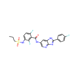 CCCS(=O)(=O)Nc1ccc(F)c(C(=O)Nc2cnc3nc(-c4ccc(F)cc4)[nH]c3c2)c1F ZINC000096935520