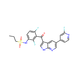 CCCS(=O)(=O)Nc1ccc(F)c(C(=O)c2c[nH]c3ncc(-c4ccnc(F)c4)cc23)c1F ZINC000113502737