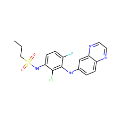CCCS(=O)(=O)Nc1ccc(F)c(Nc2ccc3nccnc3c2)c1Cl ZINC000169312825