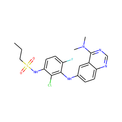 CCCS(=O)(=O)Nc1ccc(F)c(Nc2ccc3ncnc(N(C)C)c3c2)c1Cl ZINC000169312827
