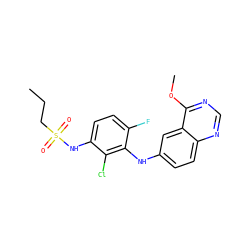 CCCS(=O)(=O)Nc1ccc(F)c(Nc2ccc3ncnc(OC)c3c2)c1Cl ZINC000143513807