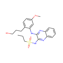CCCS(=O)(=O)Nc1nc2ccccc2nc1Nc1cc(OC)ccc1CCCO ZINC000138161429