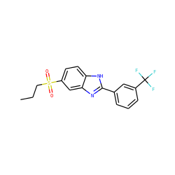 CCCS(=O)(=O)c1ccc2[nH]c(-c3cccc(C(F)(F)F)c3)nc2c1 ZINC000084722642