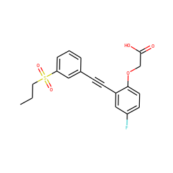 CCCS(=O)(=O)c1cccc(C#Cc2cc(F)ccc2OCC(=O)O)c1 ZINC000073165521