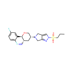 CCCS(=O)(=O)n1cc2c(n1)CN([C@H]1CO[C@H](c3cc(F)ccc3F)[C@@H](N)C1)C2 ZINC000653755639