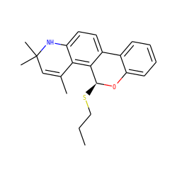 CCCS[C@@H]1Oc2ccccc2-c2ccc3c(c21)C(C)=CC(C)(C)N3 ZINC000027076110
