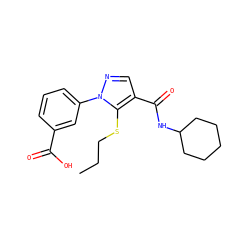 CCCSc1c(C(=O)NC2CCCCC2)cnn1-c1cccc(C(=O)O)c1 ZINC000095579661