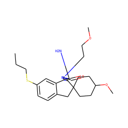 CCCSc1ccc2c(c1)[C@]1(N=C(N)N(CCOC)C1=O)C1(CCC(OC)CC1)C2 ZINC000142831954