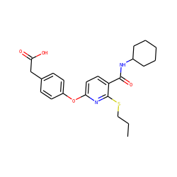 CCCSc1nc(Oc2ccc(CC(=O)O)cc2)ccc1C(=O)NC1CCCCC1 ZINC000095574753