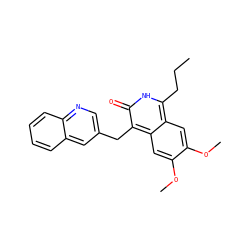 CCCc1[nH]c(=O)c(Cc2cnc3ccccc3c2)c2cc(OC)c(OC)cc12 ZINC000169703381