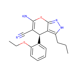 CCCc1[nH]nc2c1[C@@H](c1ccccc1OCC)C(C#N)=C(N)O2 ZINC000004592564