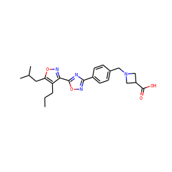 CCCc1c(-c2nc(-c3ccc(CN4CC(C(=O)O)C4)cc3)no2)noc1CC(C)C ZINC000140604999