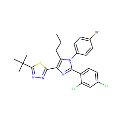 CCCc1c(-c2nnc(C(C)(C)C)s2)nc(-c2ccc(Cl)cc2Cl)n1-c1ccc(Br)cc1 ZINC000049867417