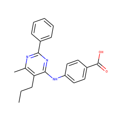 CCCc1c(C)nc(-c2ccccc2)nc1Nc1ccc(C(=O)O)cc1 ZINC000071296042
