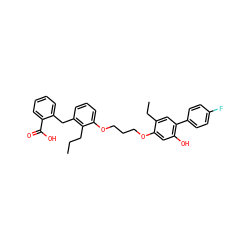 CCCc1c(Cc2ccccc2C(=O)O)cccc1OCCCOc1cc(O)c(-c2ccc(F)cc2)cc1CC ZINC000027517719