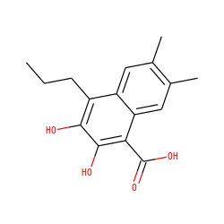 CCCc1c(O)c(O)c(C(=O)O)c2cc(C)c(C)cc12 ZINC000013435952