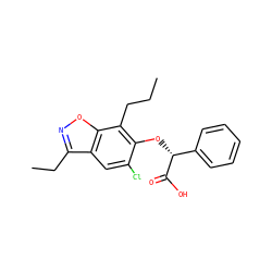 CCCc1c(O[C@@H](C(=O)O)c2ccccc2)c(Cl)cc2c(CC)noc12 ZINC000013539300
