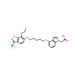 CCCc1c(OCCCCCOc2cccc3c2ccn3CC(=O)O)ccc2c(C(F)(F)F)noc12 ZINC000013677968