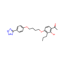CCCc1c(OCCCCOc2ccc(-c3nn[nH]n3)cc2)ccc(C(C)=O)c1O ZINC000003962982