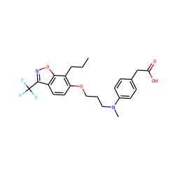 CCCc1c(OCCCN(C)c2ccc(CC(=O)O)cc2)ccc2c(C(F)(F)F)noc12 ZINC000034717660