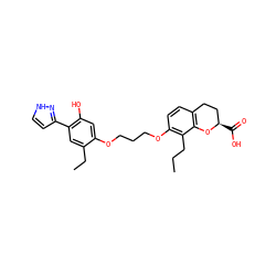 CCCc1c(OCCCOc2cc(O)c(-c3cc[nH]n3)cc2CC)ccc2c1O[C@H](C(=O)O)CC2 ZINC000013738052