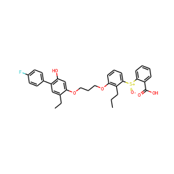 CCCc1c(OCCCOc2cc(O)c(-c3ccc(F)cc3)cc2CC)cccc1[S@@+]([O-])c1ccccc1C(=O)O ZINC000027518395