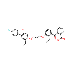 CCCc1c(OCCCOc2cc(O)c(-c3ccc(F)cc3)cc2CC)cccc1C(=O)c1ccccc1C(=O)O ZINC000027518121