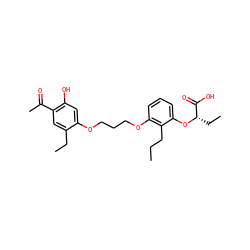 CCCc1c(OCCCOc2cc(O)c(C(C)=O)cc2CC)cccc1O[C@@H](CC)C(=O)O ZINC000034751160